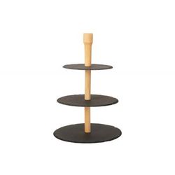 Etagere 3laag Leisteen Rond Houten Stand Incl Tandenstokerhouder 