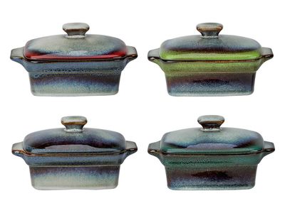 Jamiro Mix Ovenpotje Rechthoekig 4 Ass 13x9xh5.3cm Met Deksel 35cl