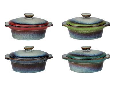 Jamiro Mix Ovenpotje Ovaal 4 Ass 13x9.5xh5.5cm Met Deksel 30cl