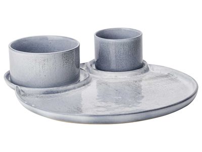 Emma Light Grey Bord 3 Vak D32cm Met 2 Kommetjes D8xh6cm - D11xh6cm