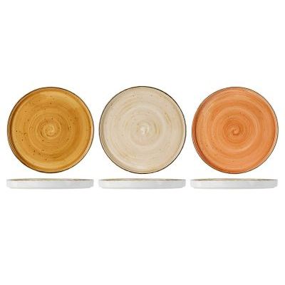 Brisbane Assiette Plate D25,5cm 3 Ass H2.5cm - Orange-brown-beige 