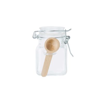 Pot En Verre 10cl - Cuiller En Bois 6.8x5.2x7.8 