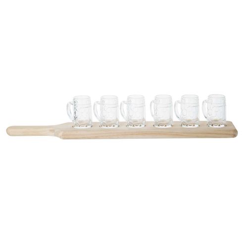 Set Apero Panche En Bois Avec 6 Gobelets 49x8.5xh1.5cm - Gobelet 4x6xh7cm  Cosy & Trendy