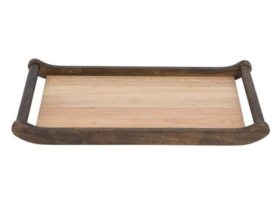 Dienblad Rechthoek Hout Met 2xhandvat Rond Antiek - 40x24xh4cm