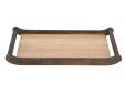 Dienblad Rechthoek Hout Met 2xhandvat Rond Antiek - 40x24xh4cm
