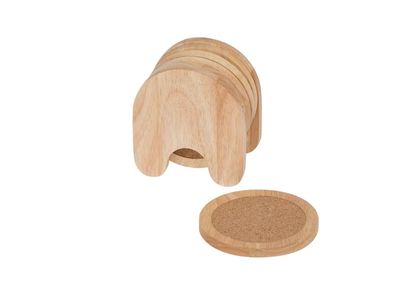 Glasonderzetter Set5 Hout Rond 6.7x9.5xh 10.5cm In  Houder