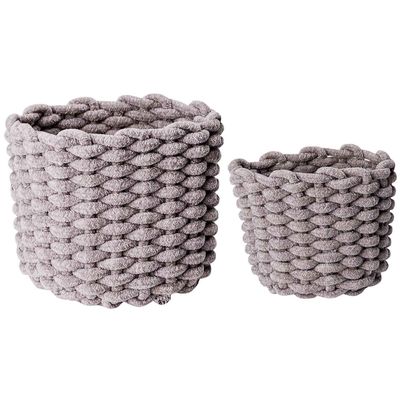 Velvet Set2 Mand Grijs Koord Uit Fluweel 23xh18 - 20xh16cm 