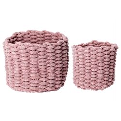 Cosy & Trendy Velvet Set2 Mand Roze Koord Uit Fluweel 23xh18 - 20xh16cm 