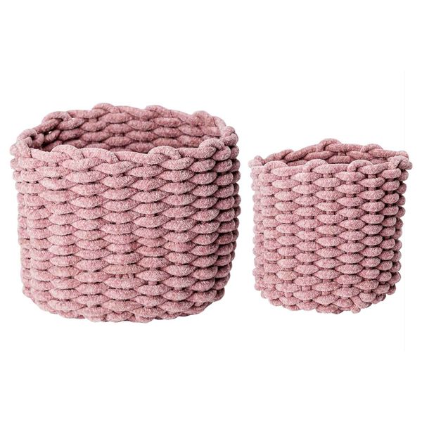 Velvet Set2 Mand Roze Koord Uit Fluweel 23xh18 - 20xh16cm 