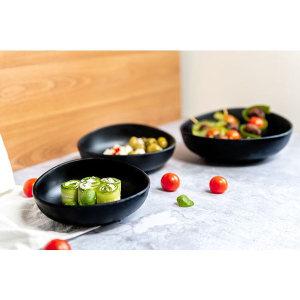 Cosy & Trendy Blackstone Unbreakable Kom 16x16xh6cm Zwart Organisch Melamine