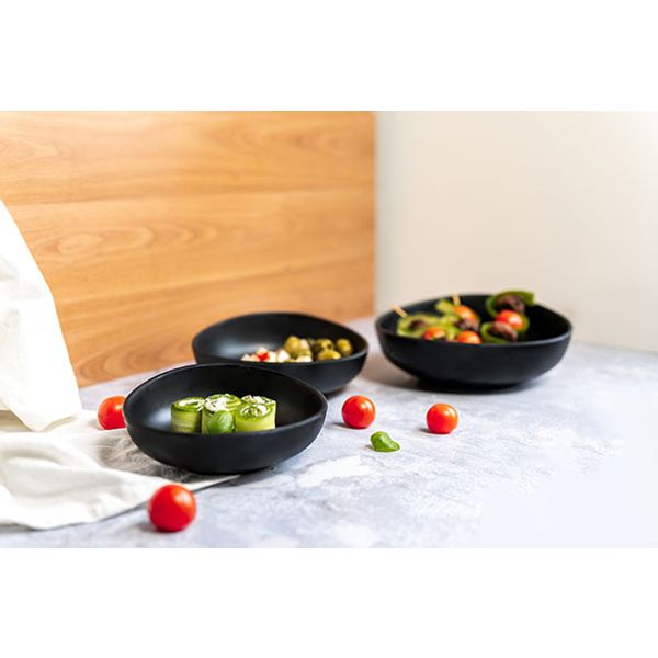 Cosy & Trendy Blackstone Unbreakable Kom 18x18x6,5cm Zwart Organisch Melamine