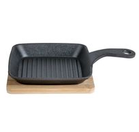 Poele A Grill En Fonte Avec Poignee Coat Ed 15x15x2cm-bamboo Base 