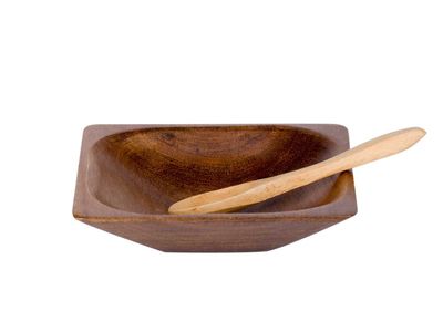 Acacia Schaaltje Met Bamboelepel 10x10xh3cm