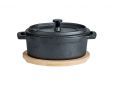 Gietijzer Potje Ovaal 15.5x10h8cm Bamboo Base-coated
