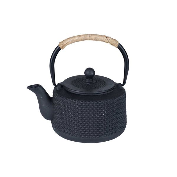 Cosy & Trendy Takachiko Theepot Zwart 0,8l D13xh18cm Touw Rond Hendel