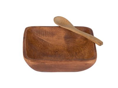 Acacia Schaaltje Met Bamboelepel 13x13xh4,3cm
