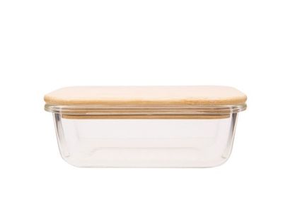 Boite A Provisions 15x11xh5cm Rectangula Couverlce Bois  370ml