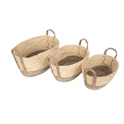 Cosy & Trendy Mand Set3 Wit Grijs Mais 40x30xh20cm 35x25xh17cm 30x20xh15cm 