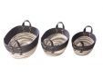 Mand Set3 Wit Blauw/grijs 40x30xh16cm 34x24xh14cm 28x18xh13cm