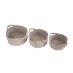 Cosy & Trendy Mand Set3 Grijs Katoen D25xh12cm D22xh11cm D18xh10cm 