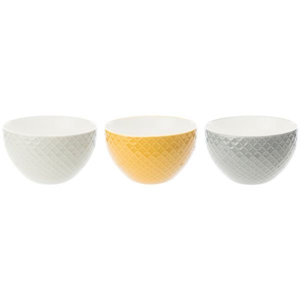 Cosy & Trendy Ludwina Bowl 50cl D12,8xh7,6cm 3 Ass Grey - Yellow - Dark Grey