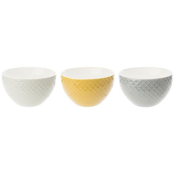 Cosy & Trendy Ludwina Bowl 50cl D12,8xh7,6cm 3 Ass Grey - Yellow - Dark Grey