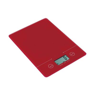 Keukenweegschaal Elektr. Rood 5kg-1g 1x3v Lithium Batterij Incl.19.4x14x1.4c 