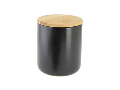 Aperopotje Zwart D10xh12cm Keramiek +dek Sel Bamboe