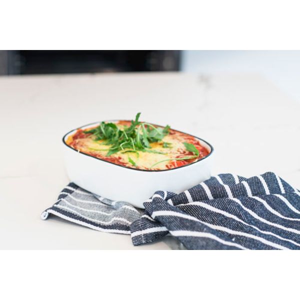 Ovenschotel Lasagne 20x15xh5,2cm Wit Met Zwarte Rand 