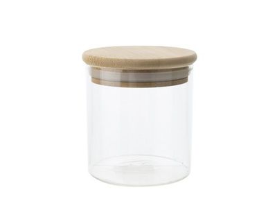 Pot A Provisions 33cl Verre D8xh10cm Couvercle En Bois