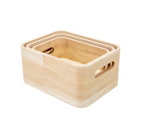 Opbergbox Set3 Pln Hout 21x16x10 19x14x8 .5cm 17x12x7cm  Cosy & Trendy