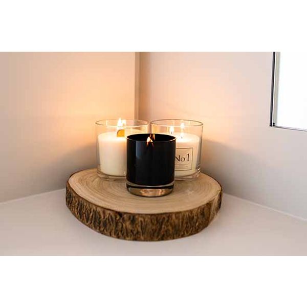 Cosy & Trendy Geurkaars In Glas Zwart 32u D8,1xh8,5cm Houten Wiek-bay Leaf Blackberry