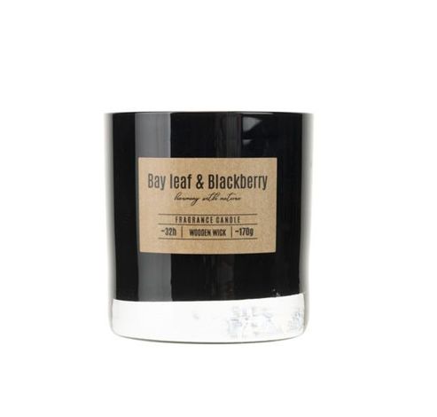 Bougie Parfum En Verre Noir 32u D8xh8,5 Cm Meche En Bois - Bay Leaf Blackberry  Cosy & Trendy