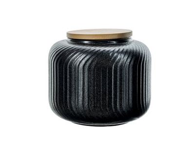 Dakota Black Pot A Provisions D13,8x11.8 Cm 1.13l Avec Couvercle En Bois