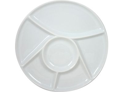 Kp Fonduebord Wit D23,5cm Set 2 Met 6 Vakjes - Kraft Box