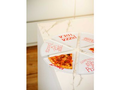 Pizzabordjeset6 Rood Wit 22,4x23,2xh1,1c M Driehoekig Melamine