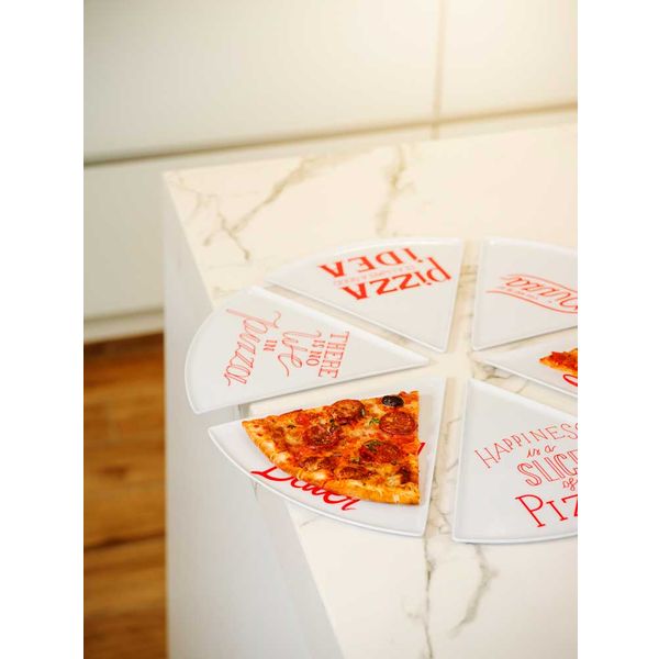 Cosy & Trendy Pizzabordjeset6 Rood Wit 22,4x23,2xh1,1c M Driehoekig Melamine