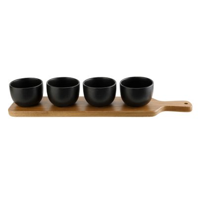 Planche Apero Avec 4 Cups Ceramiq Ue 8x42xh6,5cm  (cup D8xh5.5cm)  Cosy & Trendy