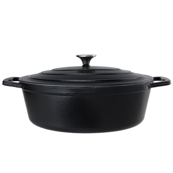 Cosy & Trendy Castard Kookpot Matzwart 5,1l 33x25x H11cm Ovaal Gietijzer