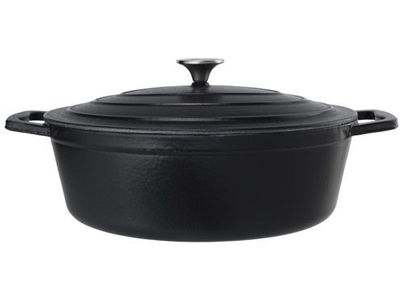 Castard Kookpot Matzwart 5,1l 33x25x H11cm Ovaal Gietijzer