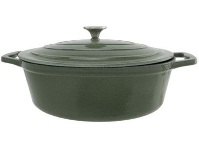 Castard Kookpot Glansgroen5,1l 33x25x H11cm Ovaal Gietijzer