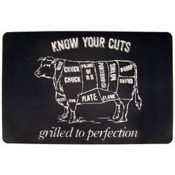 Placemat Peva Zwart-rund- Know Your Cuts Grilled To Perfection -wit-43.5x28.5cm 