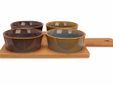 Serveerplank 31x21.5xh1cm Bamboe  + 4 Bowls Multi-kleur D10x4cm