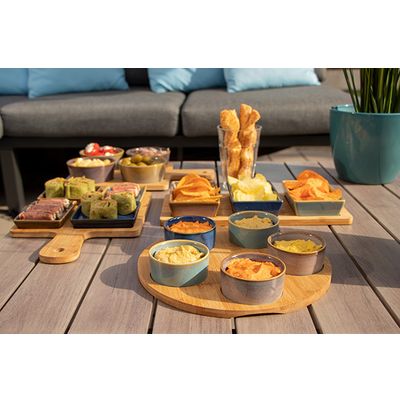 Serveerplank D25x1cm Bamboe  + 5 Bowls Multi-kleur D7x3cm  Cosy & Trendy