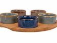 Serveerplank D25x1cm Bamboe  + 5 Bowls Multi-kleur D7x3cm