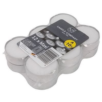 Theelicht 10h Set12 Wit Met Huls D5,7cm 