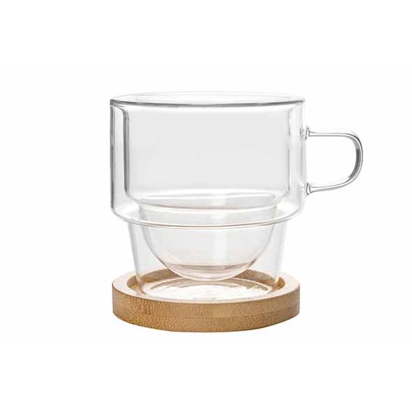 Cosy & Trendy Omagio Cafe Classico 180ml M/onderzet S2 D8.4xh8.4cm Dubbelwandig - Borosilicaat