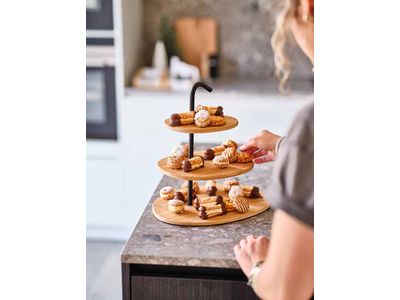 Etagere Met Metalen Houder 3 Verdiepinge N 25x32xh32cm Bamboe