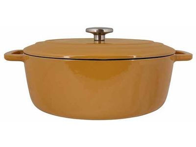 Fontestic Kookpot Amber Gold 31x24xh12cm  Ovaal Gietijzer Met Deksel