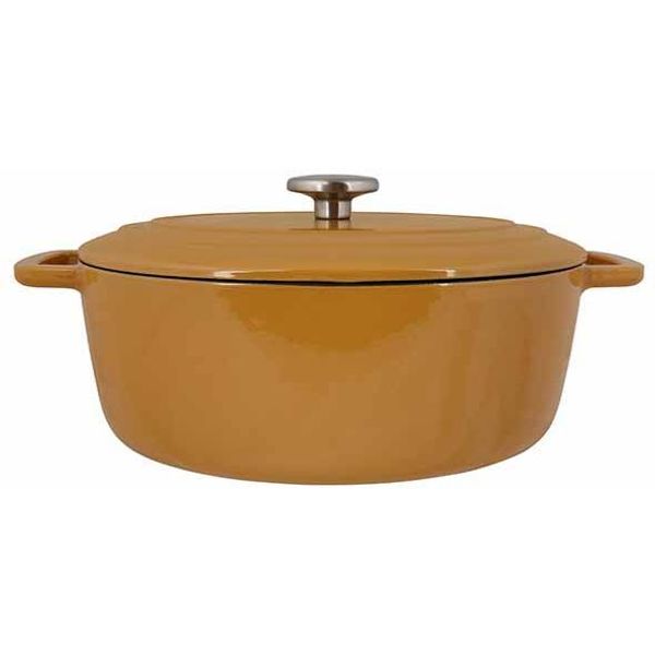 Cosy & Trendy Fontestic Kookpot Amber Gold 31x24xh12cm  Ovaal Gietijzer Met Deksel